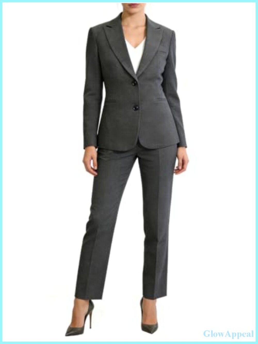 Women's 2 Piece Pantsuit Set Slim Fit Blazer Straight Leg Pants Business